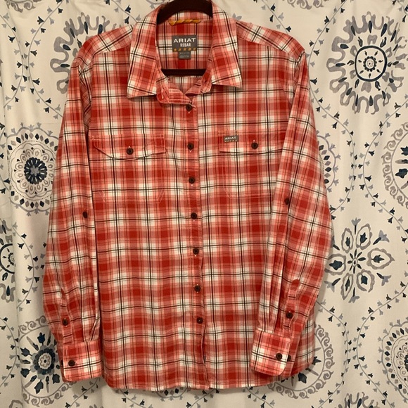 Women's Ariat Rebar LS Western Shirt - Size XXL with Camp Sleeves - Picture 1 of 9